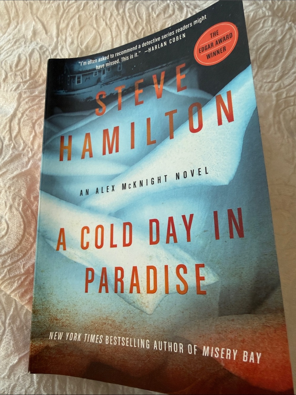 Steve Hamilton Paperback with Blue and Orange Cover - A Cold Day in Paradise
